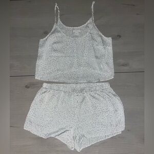 White and Gray Leopard Print Pajama Set
